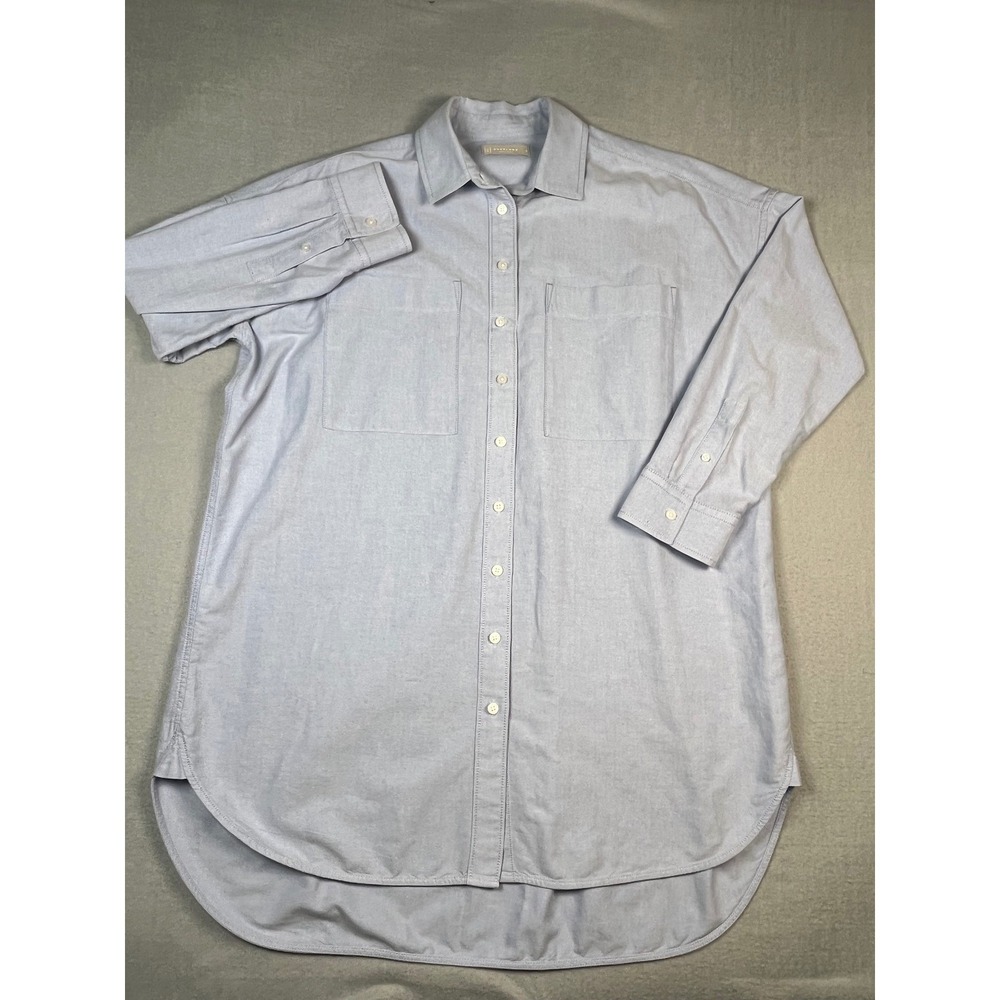 EVERLANE Organic Cotton Chambray Button Down Oversized Tunic Shirt Dress Size 6 - Picture 3 of 9